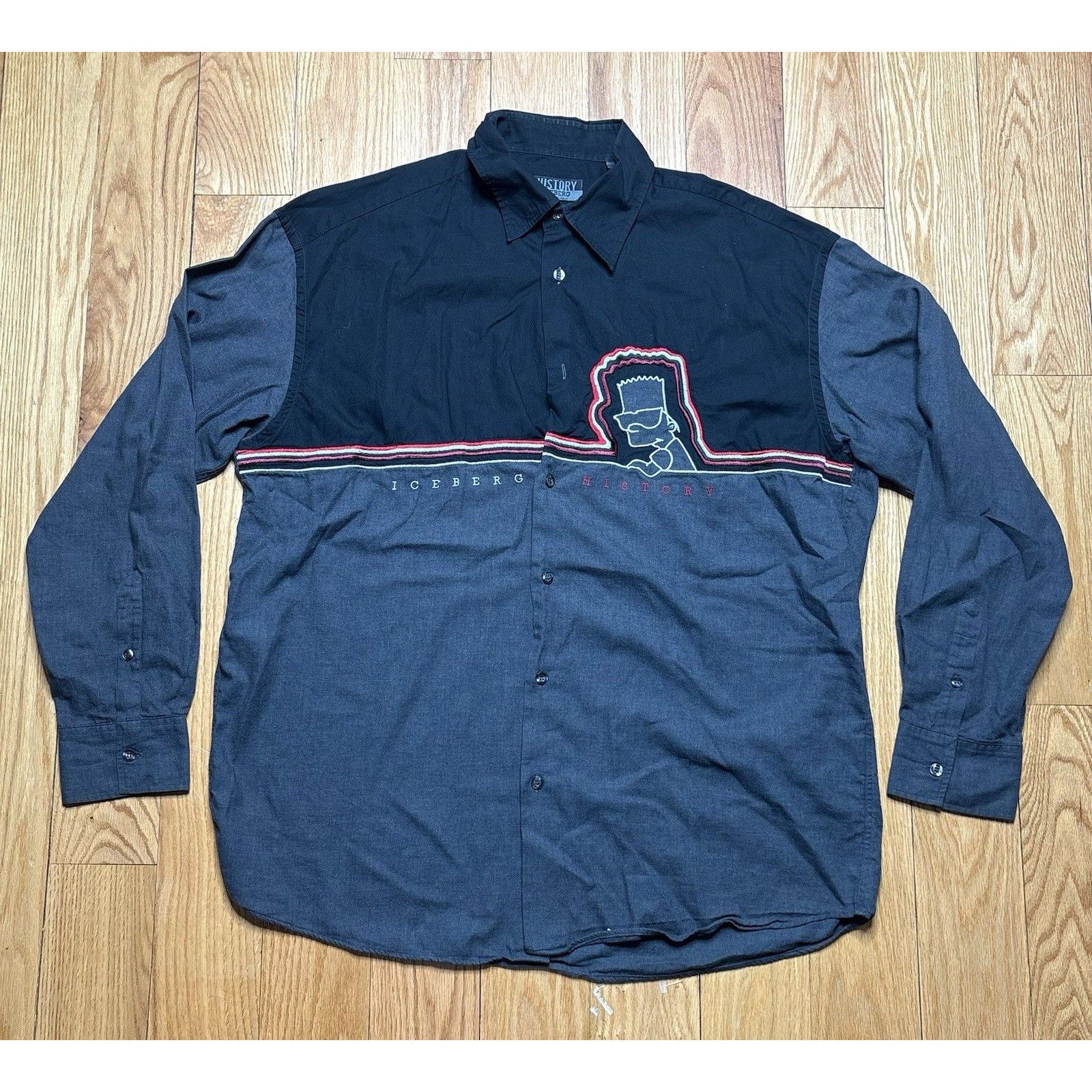 Iceberg History Bart Simpson 1998 Sz Xxl Vintage Rare Button Down Shirt Italy
